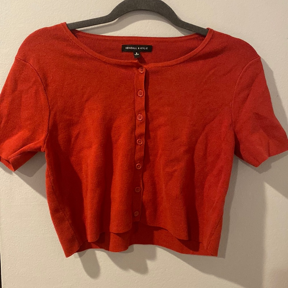 Red Cropped Cardigan from Kendall+Kylie